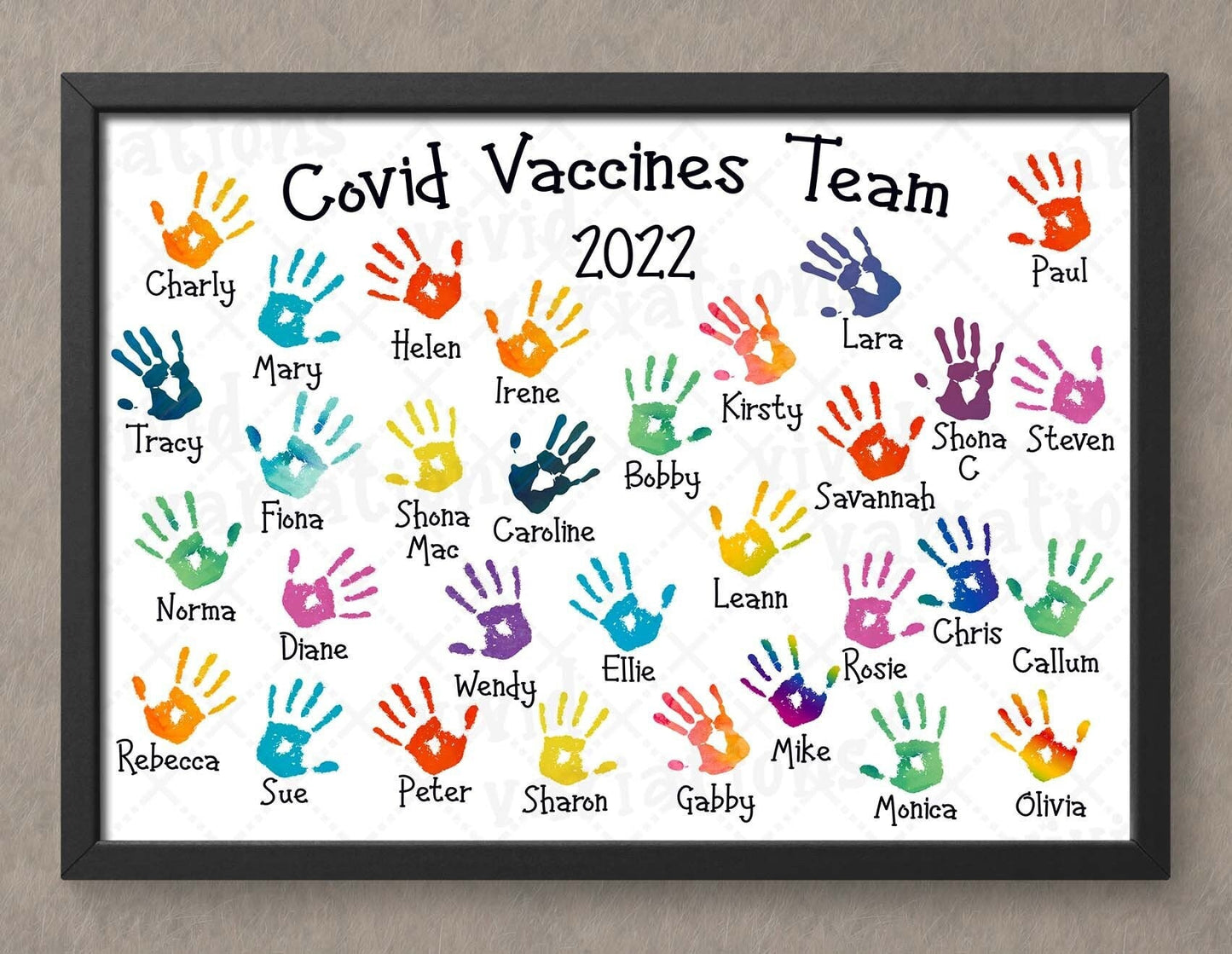 Personalised Work Team Handprints Wall Print