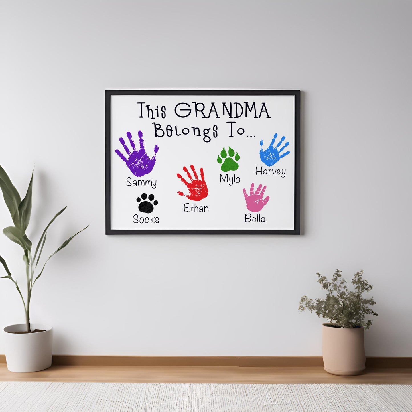 Personalised Handprints This Grandma Belongs To... Print - Birthday Present - Mother's Day Gift - Family Portrait Gift - Custom Prints