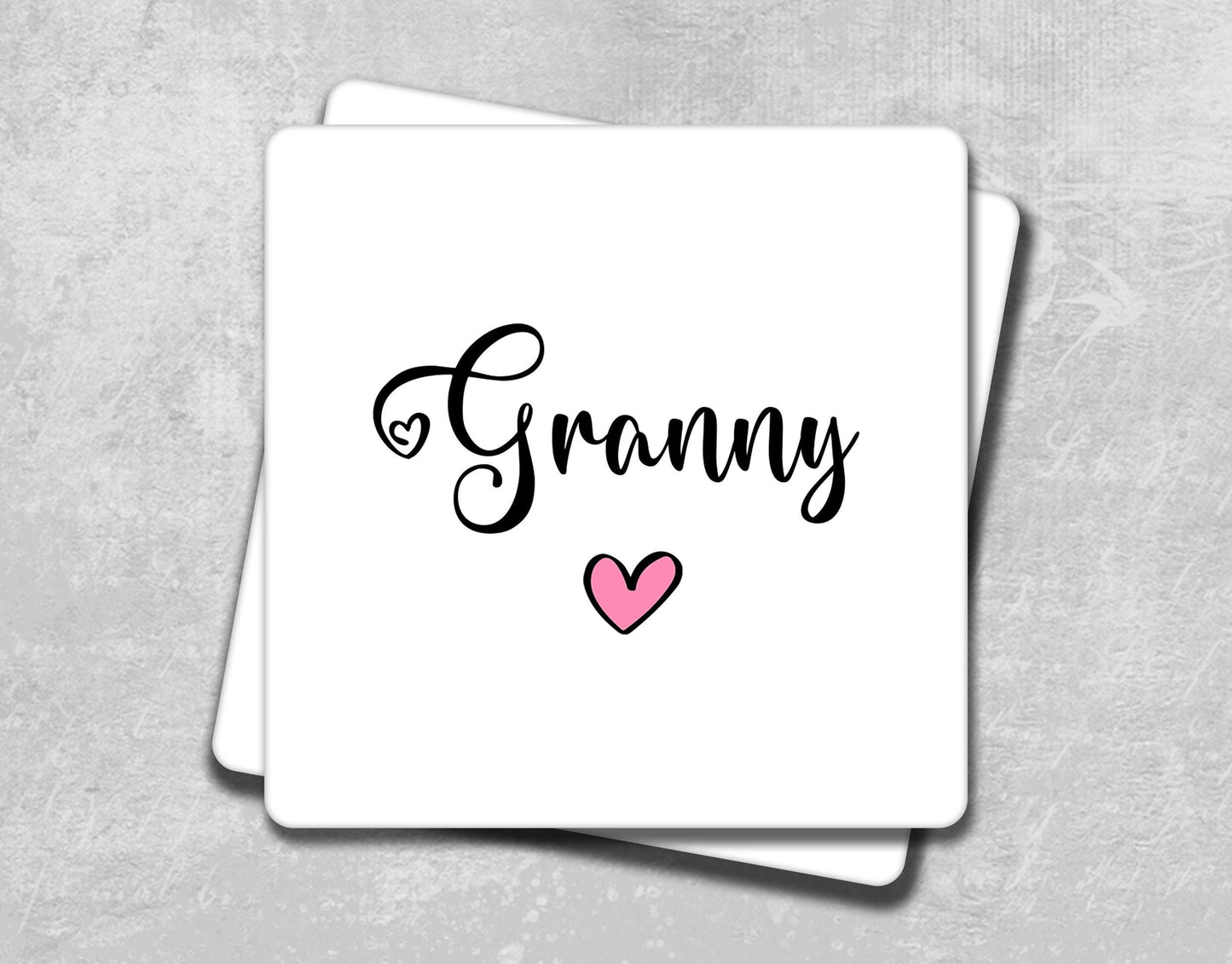 a card with the word granny on it