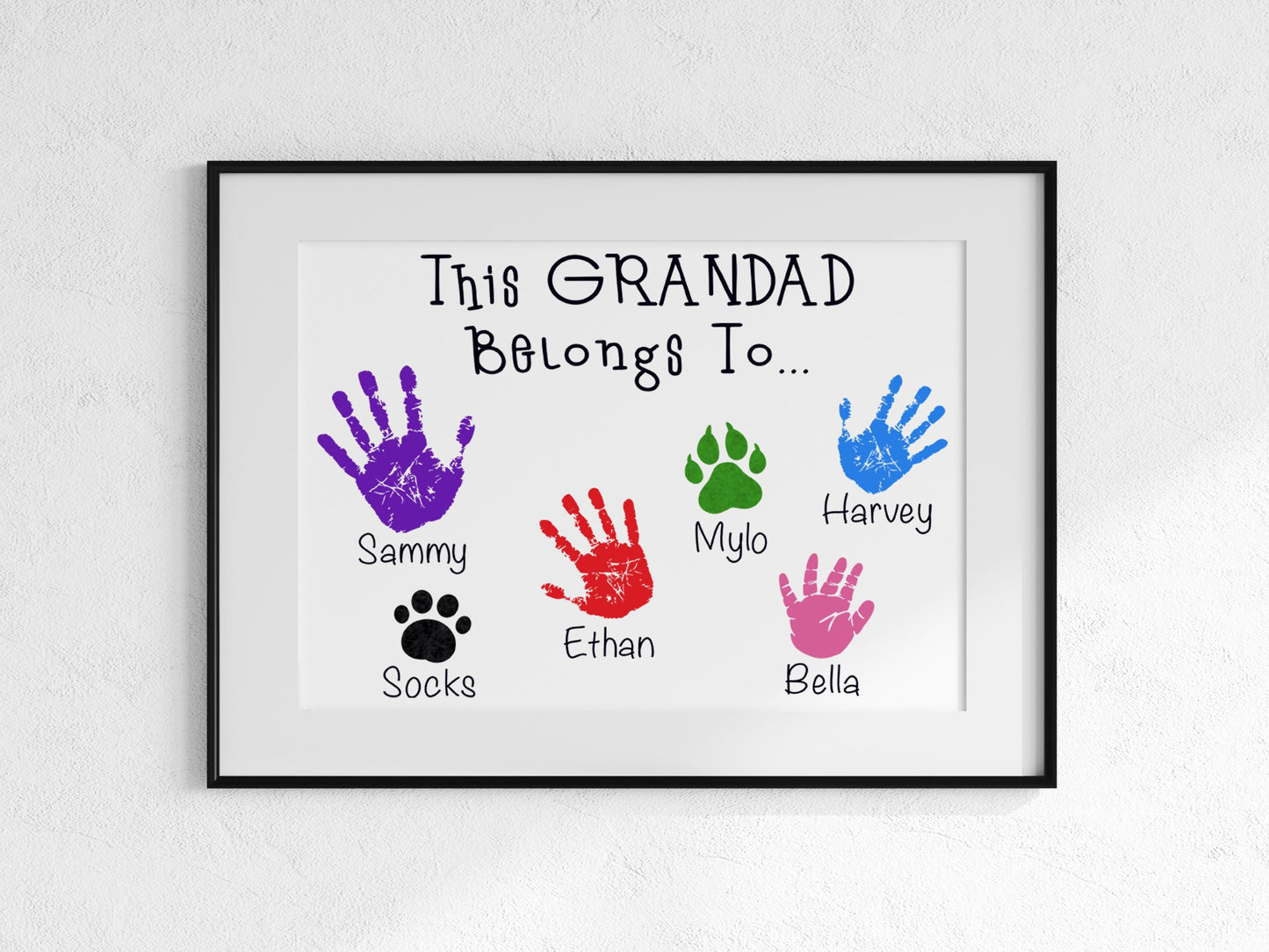 Personalised Handprints This Grandad Belongs To... Print - Birthday Present