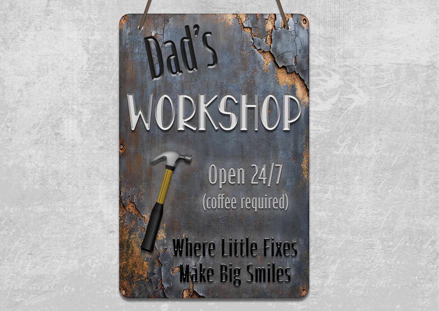 Dad's Workshop Sign - Father's Day Gift - Personalised Metal Garage Sign