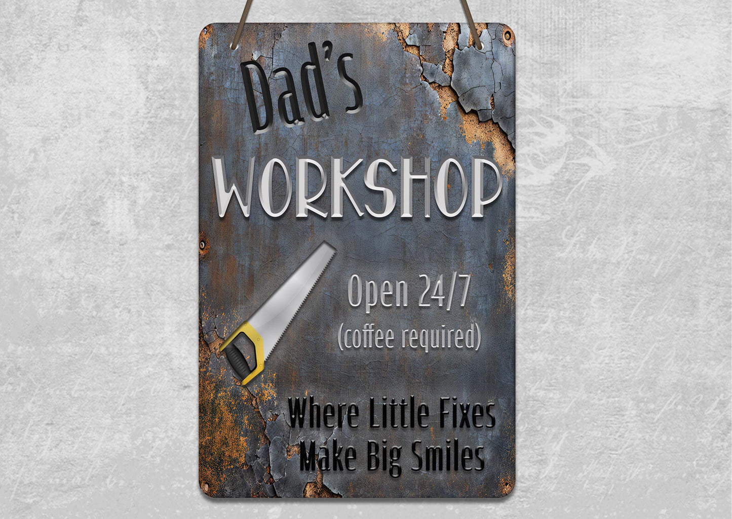 Dad's Workshop Sign - Father's Day Gift - Personalised Metal Garage Sign