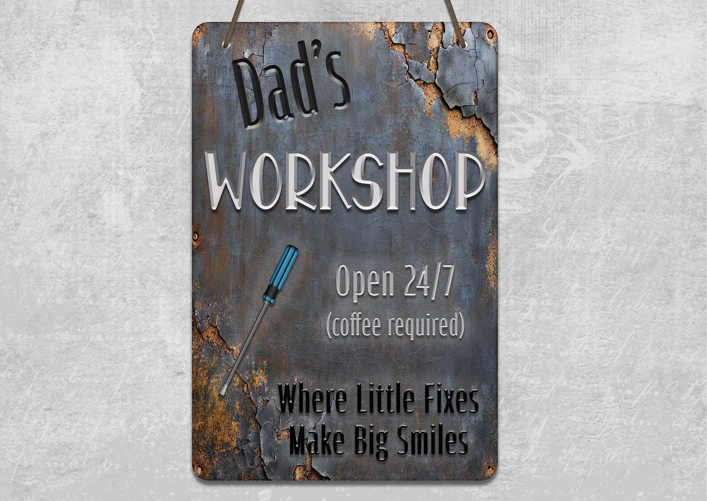 Dad's Workshop Sign - Father's Day Gift - Personalised Metal Garage Sign