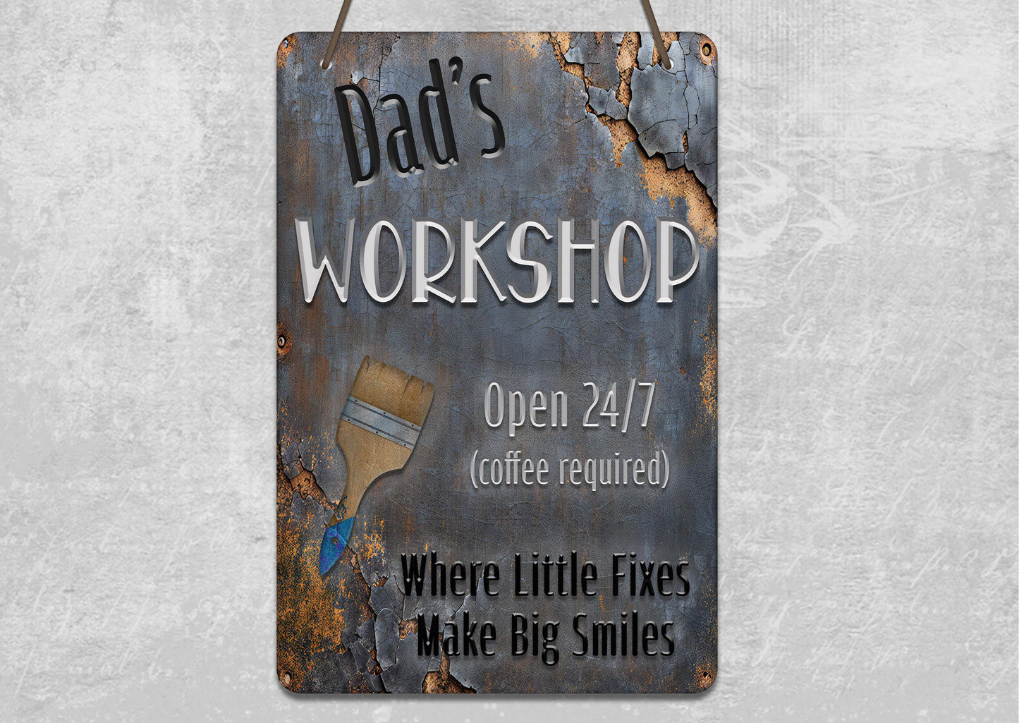 Dad's Workshop Sign - Father's Day Gift - Personalised Metal Garage Sign