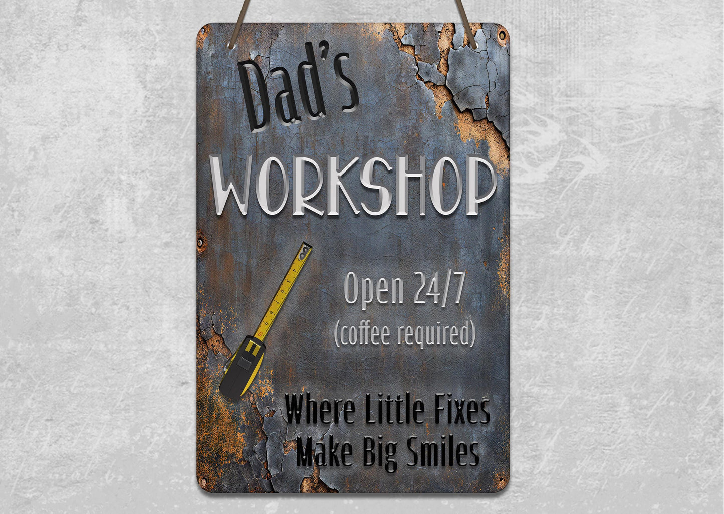 Dad's Workshop Sign - Father's Day Gift - Personalised Metal Garage Sign