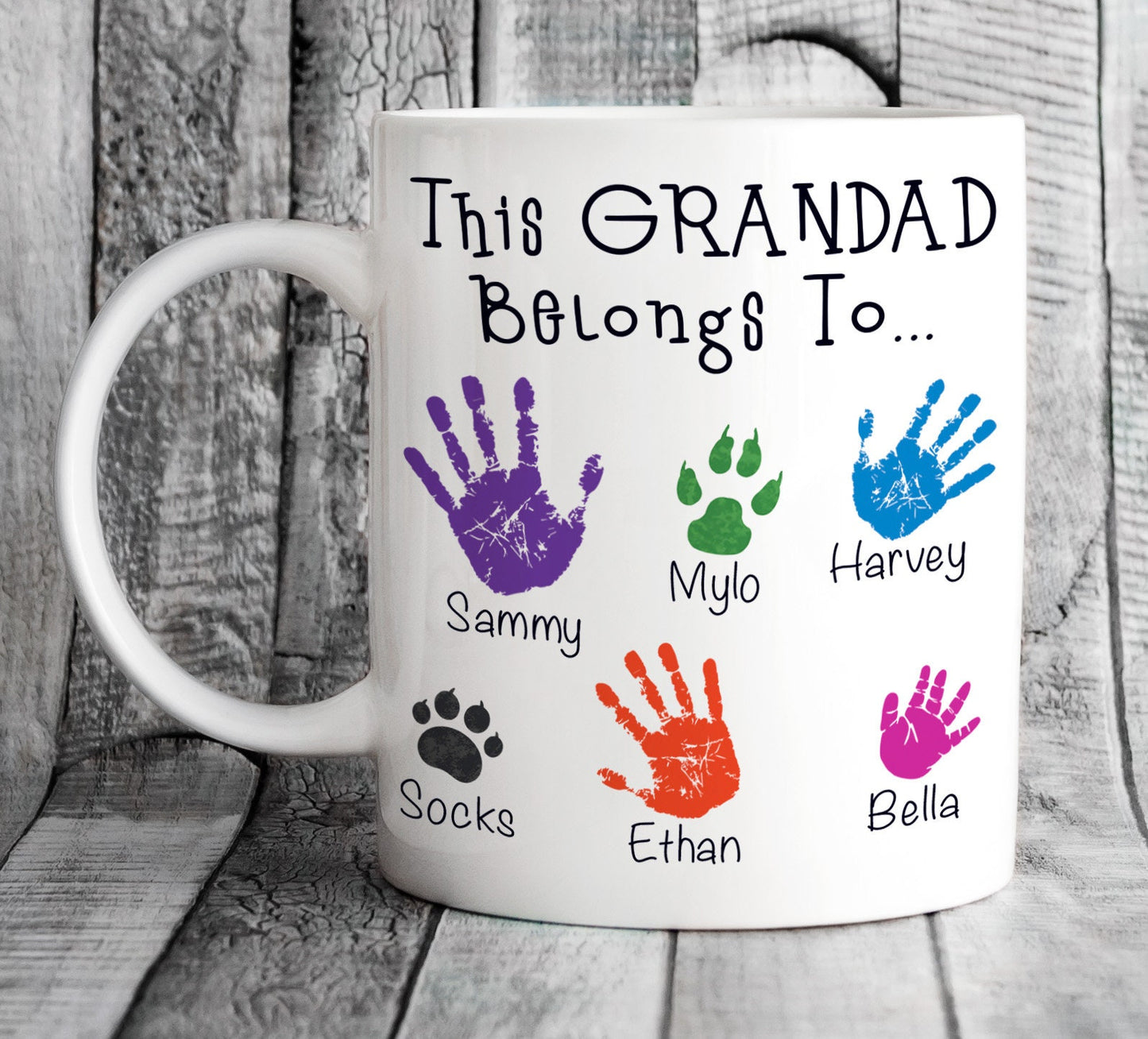 Personalised This Grandad Belongs To Handprints Mug - Father's Day Gift