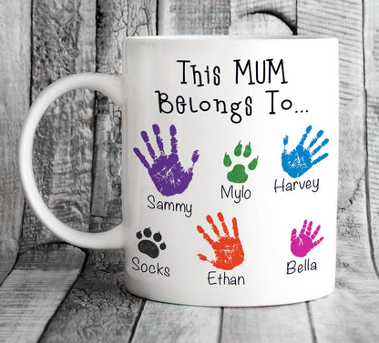 Personalised This Mum Belongs To Handprints Mug - Mother's Day Gift