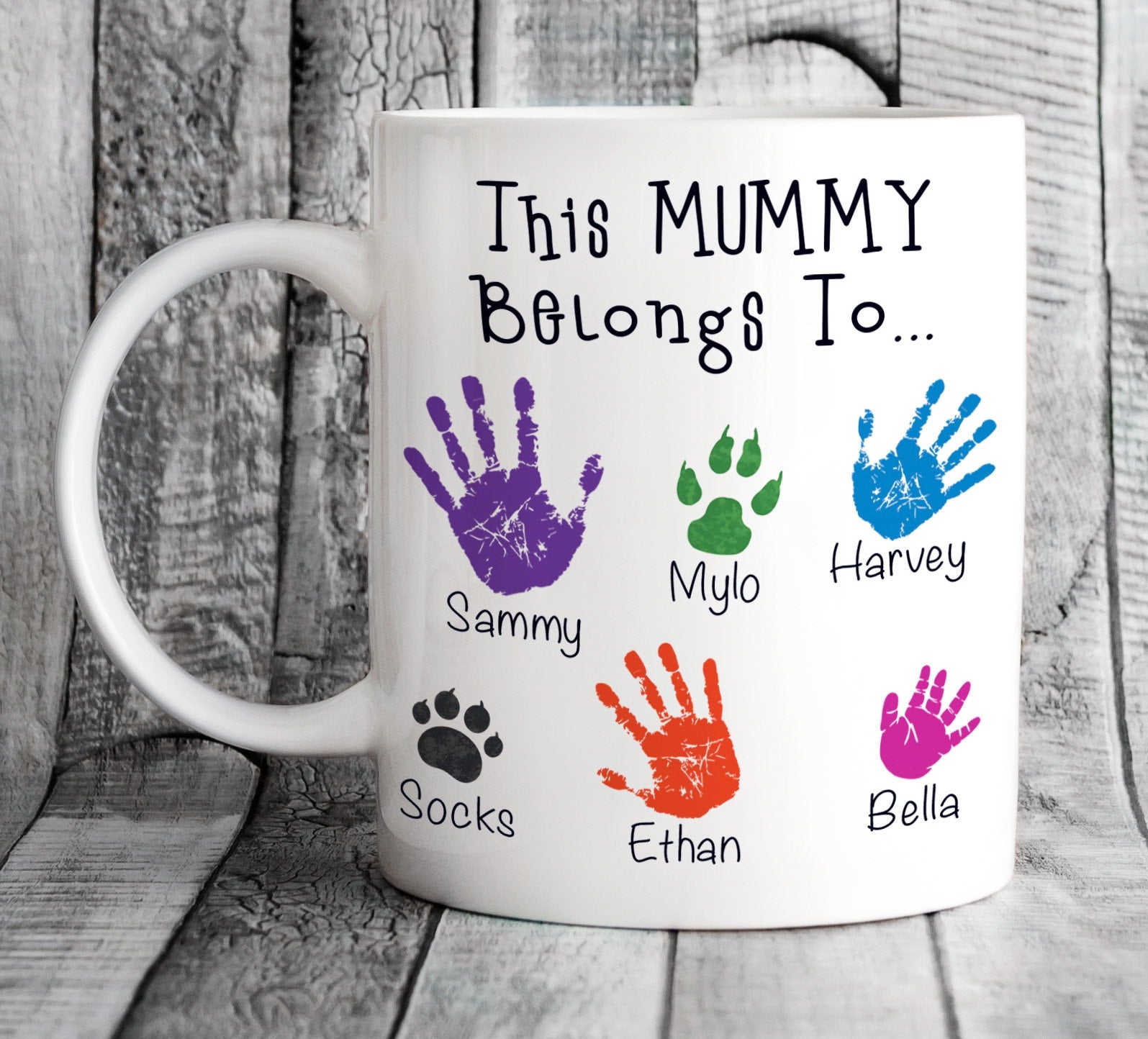 Personalised Mummy Handprints Mug - Mother's Day Gift