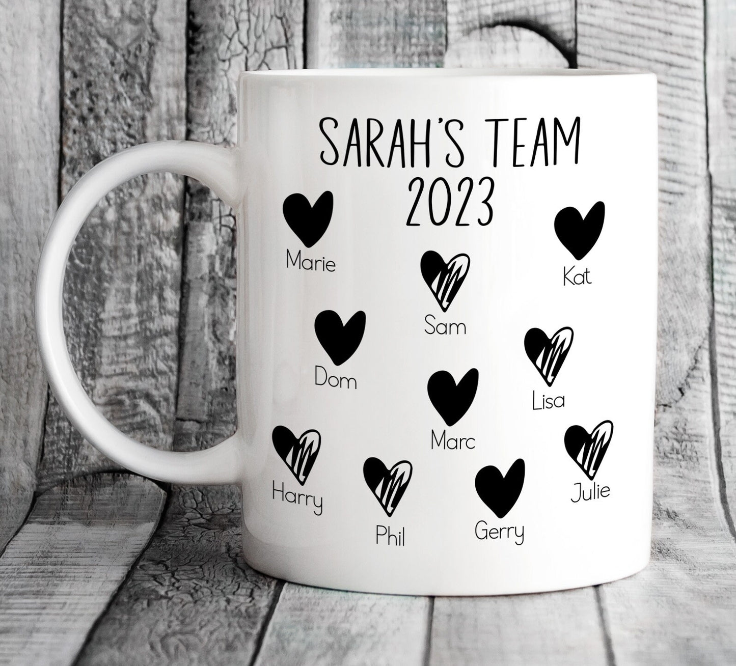 Personalised Co-worker Teams Hearts Mug - Leaving or Retirement Gift