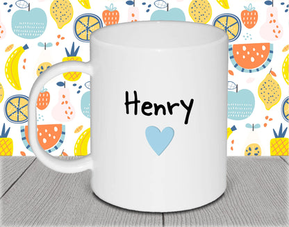 Personalised Kid's Name Polymer Mug for Birthday Gift - Green Heart Cup