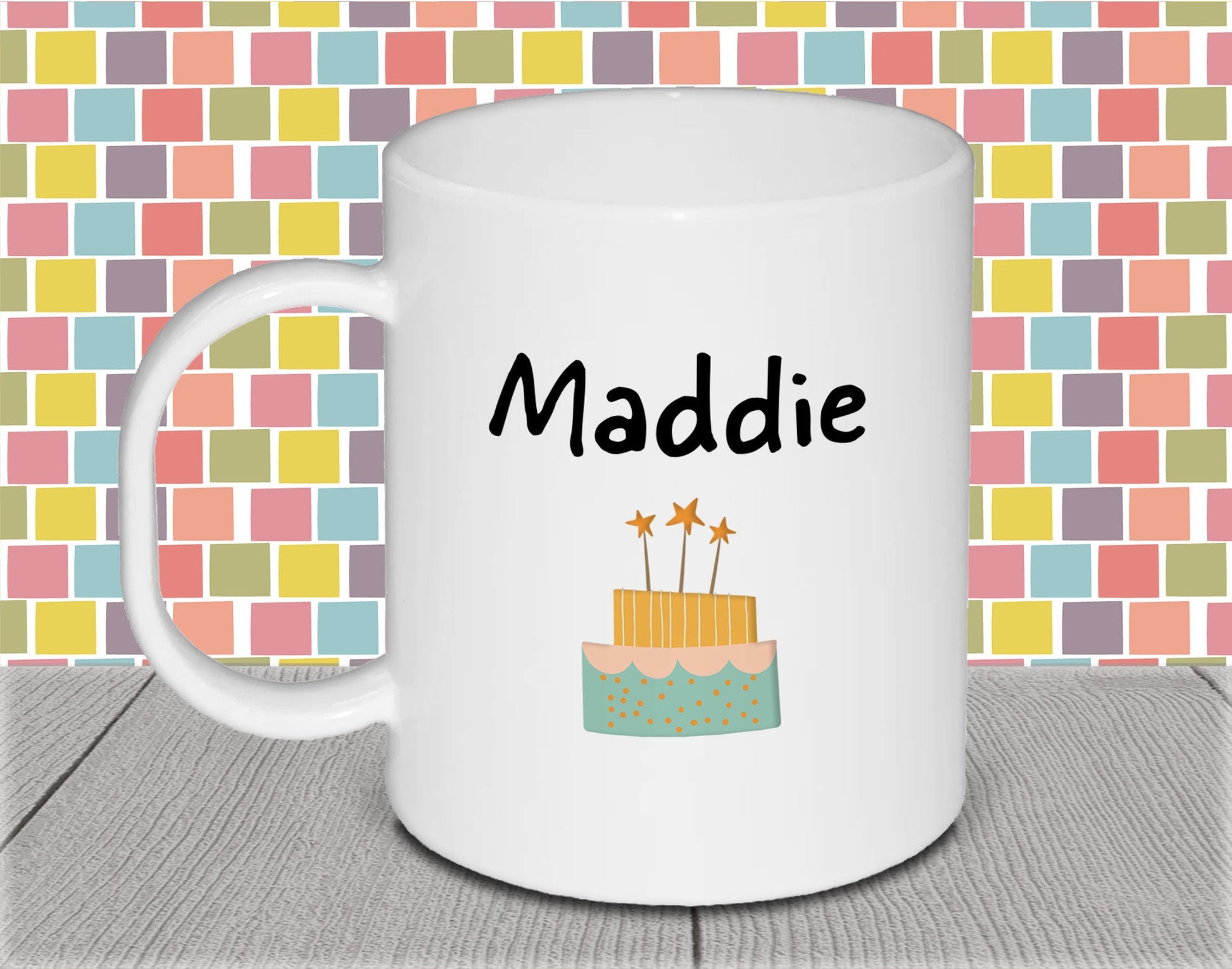 Personalised Kid's Name Polymer Mug for Birthday Gift - Green Heart Cup