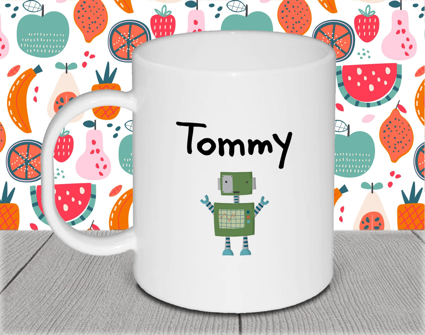 Personalised Kid's Name Polymer Mug for Birthday Gift - Blue Heart Cup