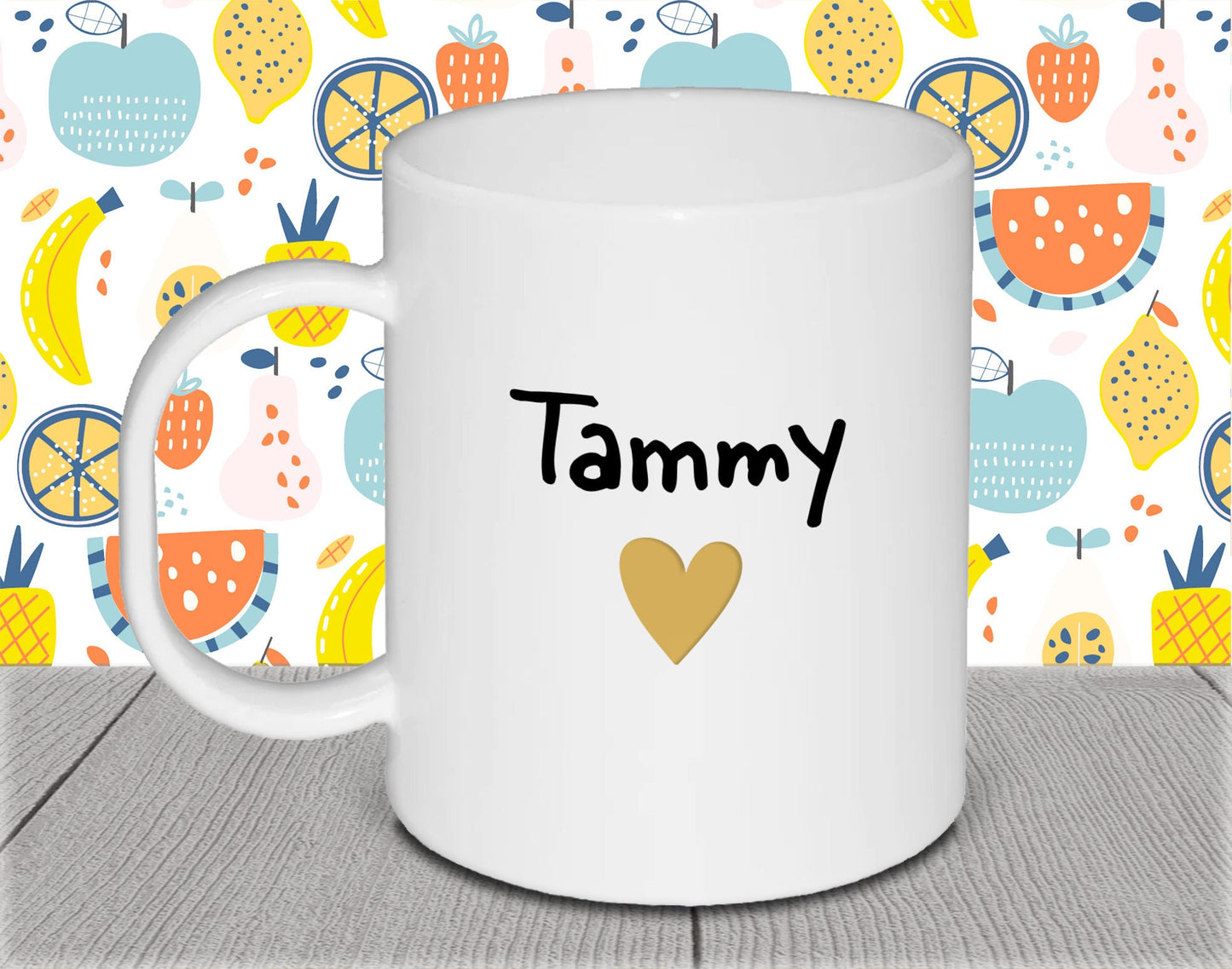 Personalised Kid's Name Polymer Mug for Birthday Gift - Pink Heart Cup