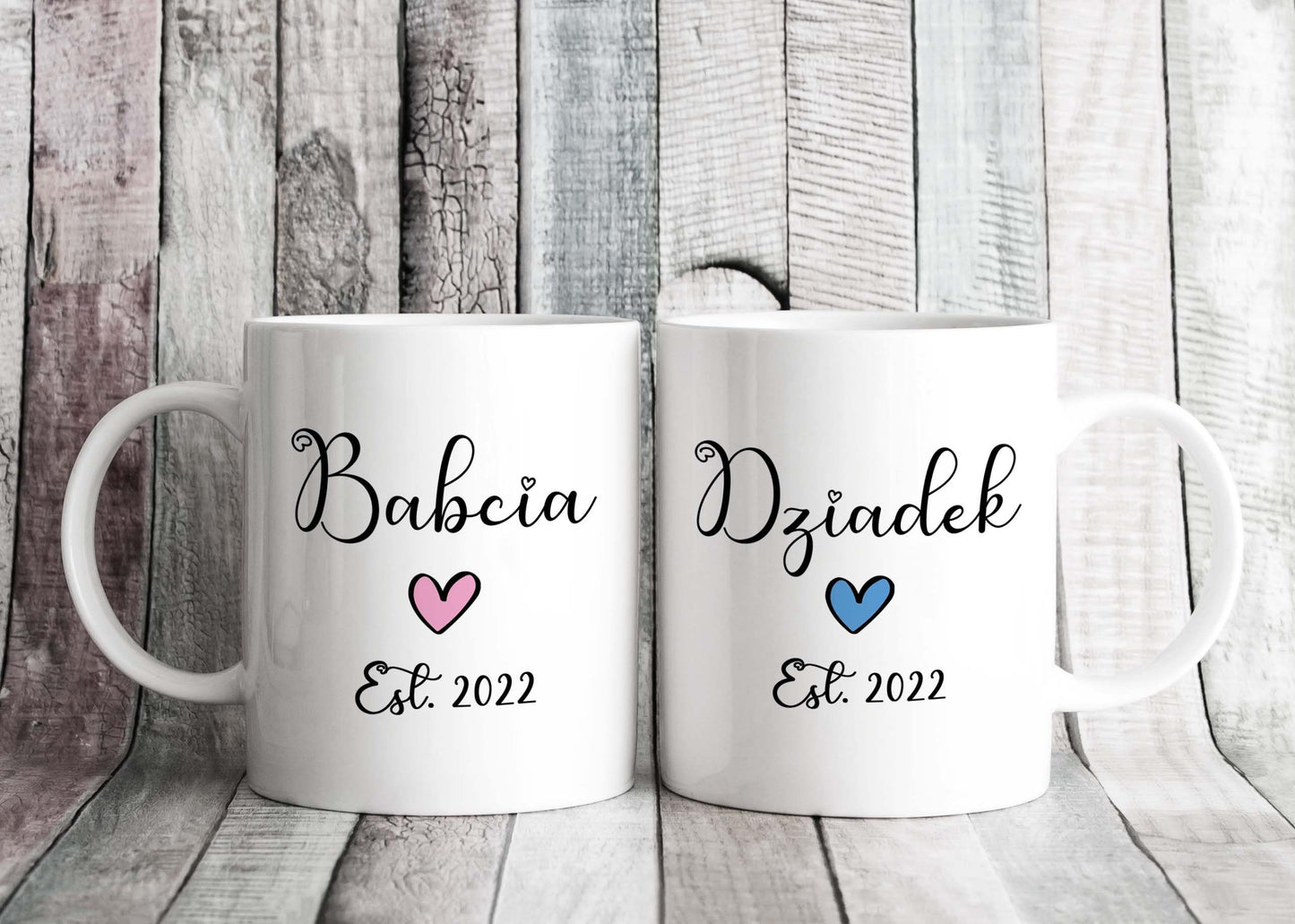 Babcia Dziadek Est DATE Polish Grandad & Grandma Mugs