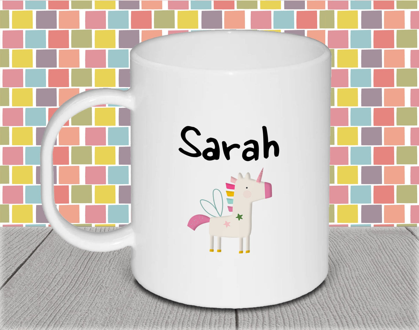 Personalised Kid's Name Polymer Mug for Birthday Gift - Pink Heart Cup