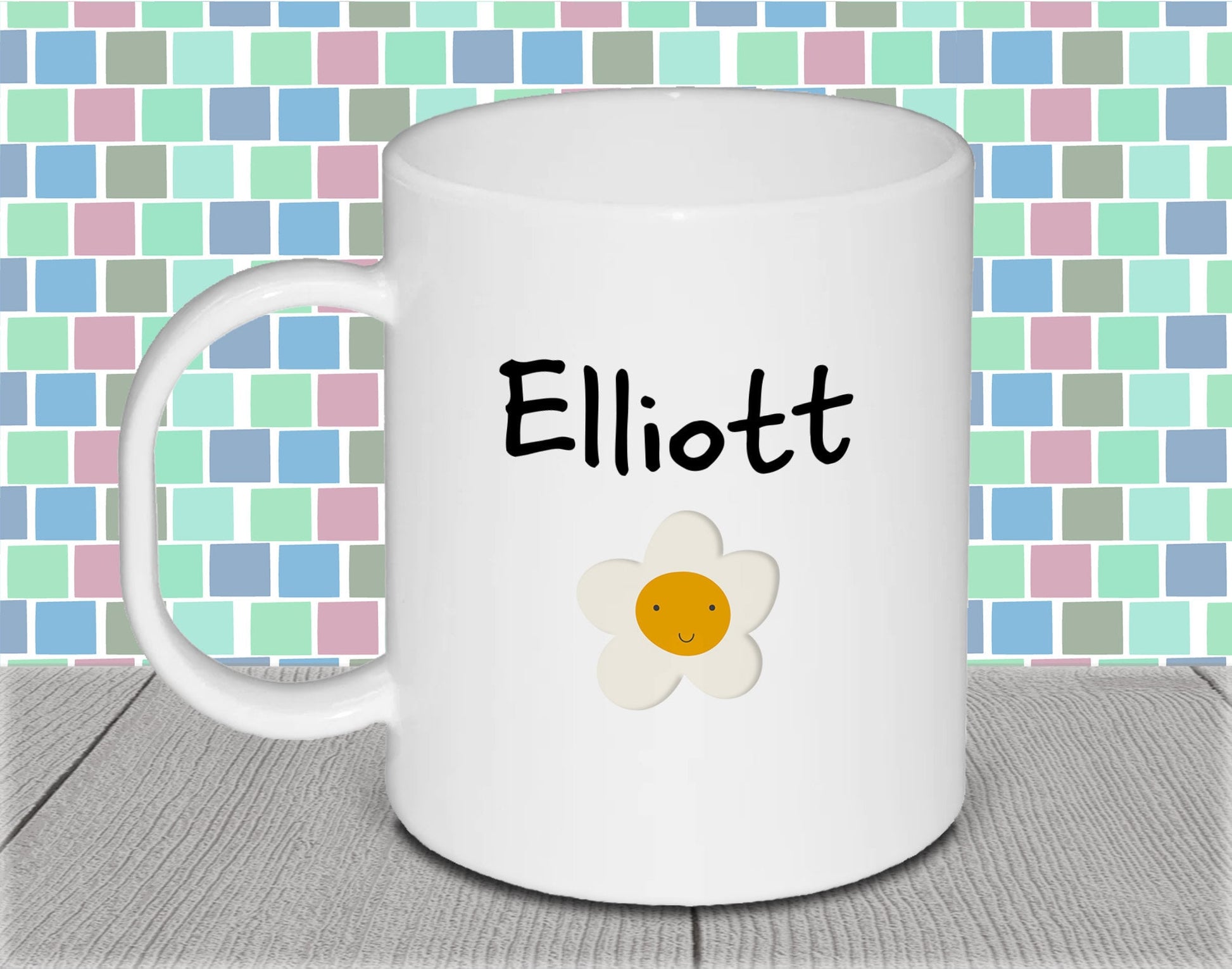 Personalised Kid's Name Polymer Mug for Birthday Gift - Blue Heart Cup