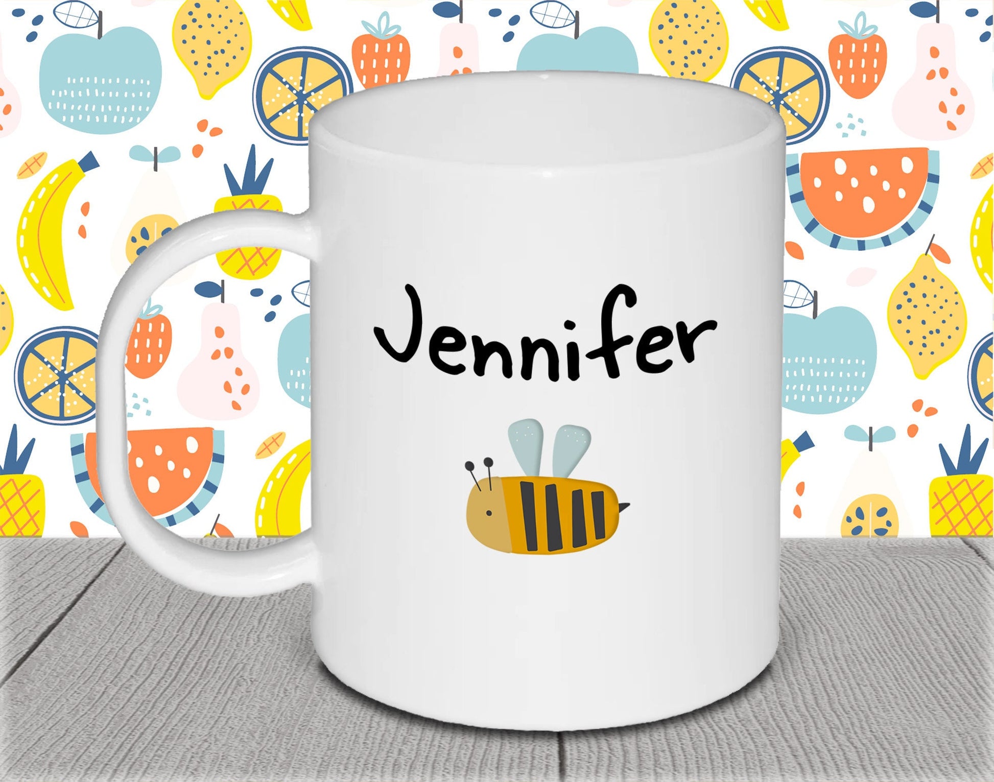 Personalised Kid's Name Polymer Mug for Birthday Gift - Green Heart Cup