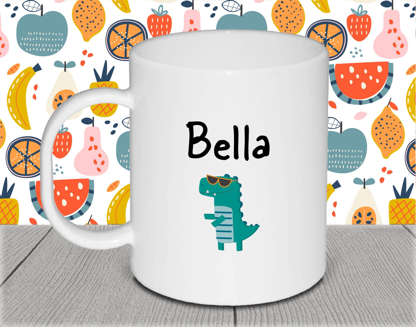 Personalised Kid's Name Polymer Mug for Birthday Gift - Green Heart Cup