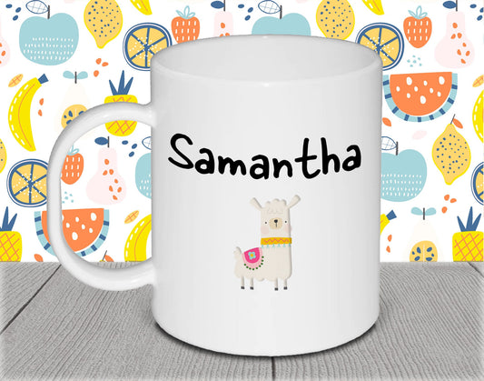 Personalised Kid's Name Polymer Mug for Birthday Gift - Llama Cup