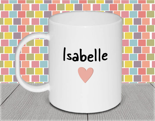 Personalised Kid's Name Polymer Mug for Birthday Gift - Pink Heart Cup