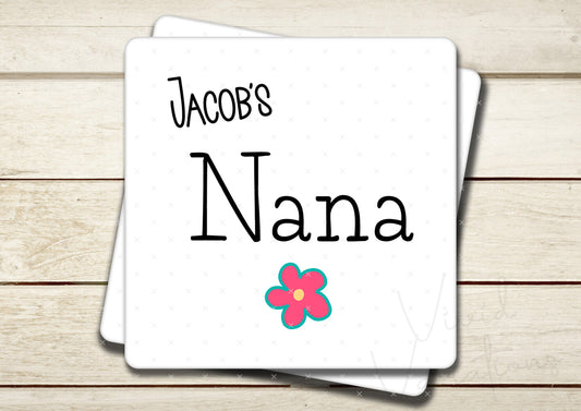 Personalised Kid's Names Nana Square Ceramic Coaster - Mother's Day Gift