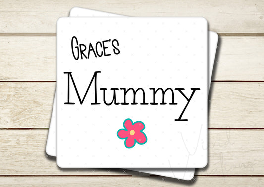 Personalised Kid's Names Mummy Square Ceramic Coaster - Mother's Day Gift