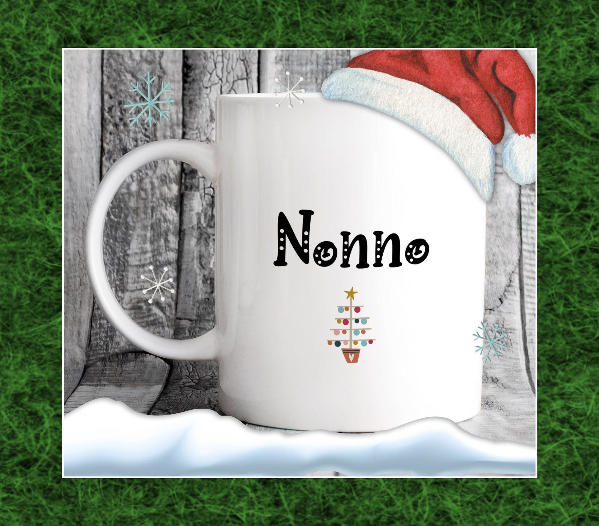 Nonna & Nonno Christmas Tree Italian Grandparents Mug - Natale Stocking Filler Gift for Family