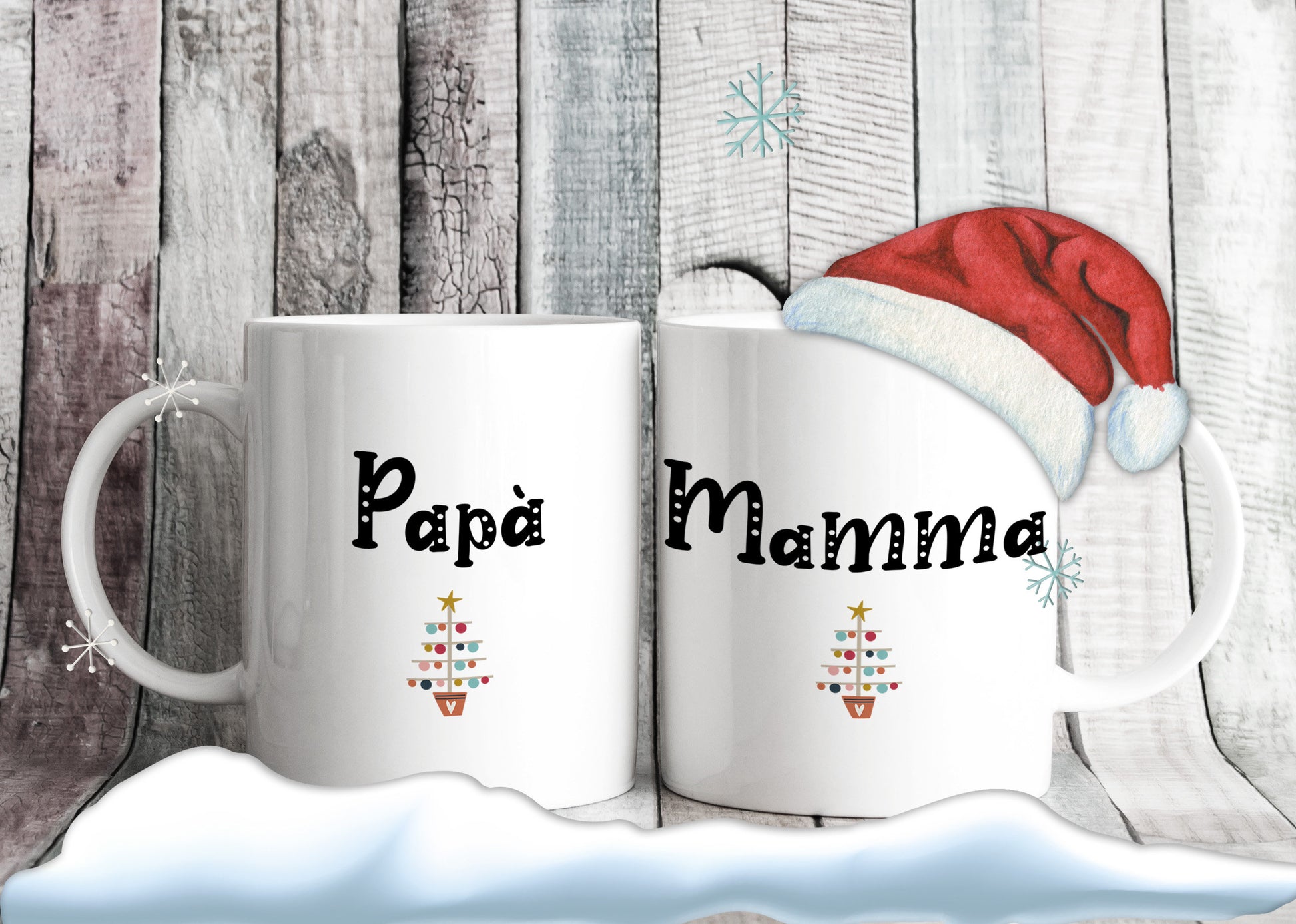 Zio & Zia Christmas Tree Italian Aunt and Uncle Mugs - Natale Stocking Filler Gift for Family