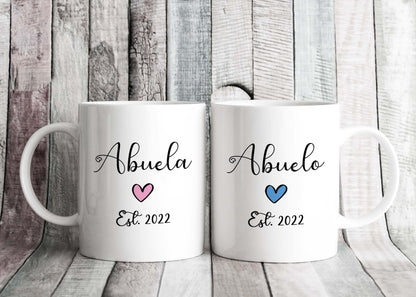 Abuela Abuelo Est DATE Spanish Grandad & Grandma Mugs - Mother's Father's Day Gift