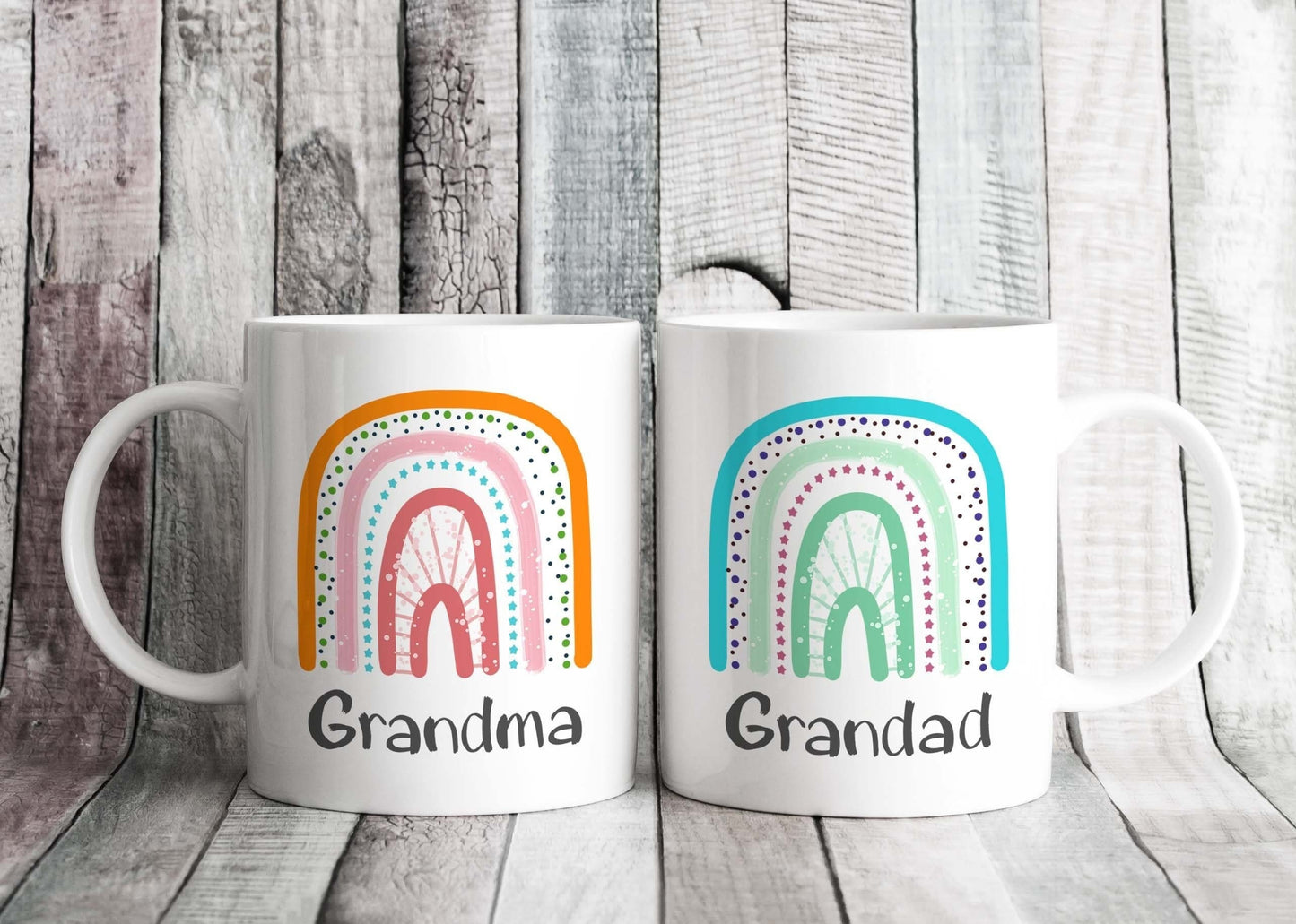 Grandad and Grandma Rainbow Mugs - Mother's Father's Day Gift