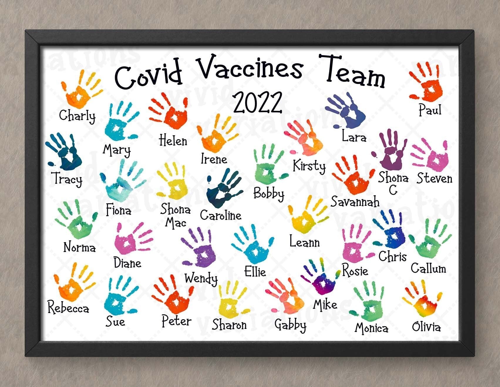 Personalised Work Team Handprints Wall Print