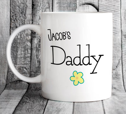 Personalised Kid's Names Daddy Flower Mug - Father's Day Gift for Dad