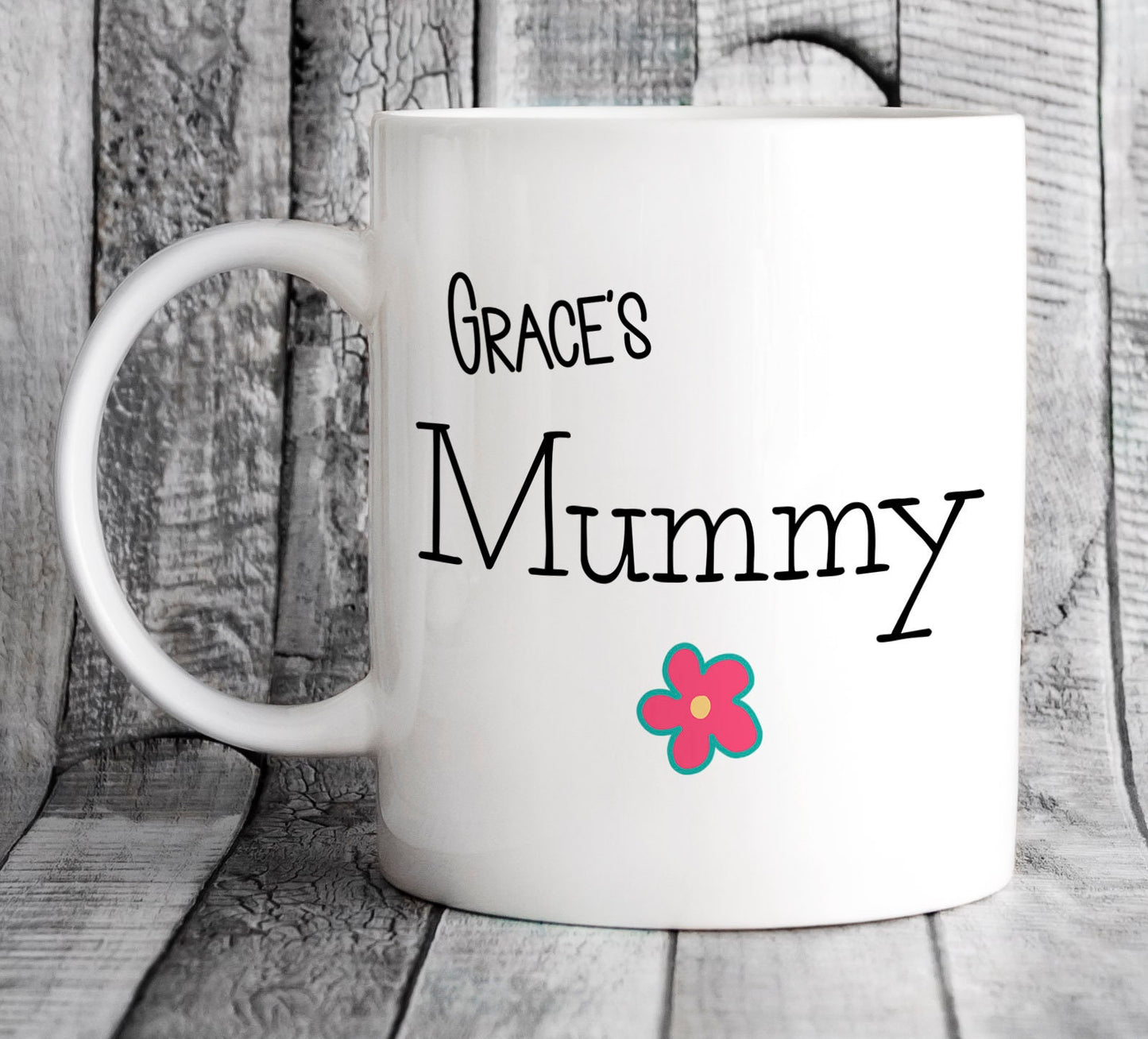 Personalised Kid's Names Mummy Flower Mug - Mother's Day Gift for Mum