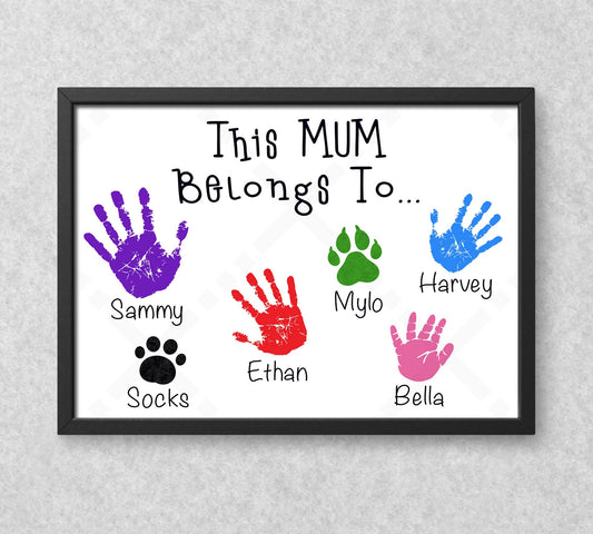 Personalised Handprints This Mum Belongs To... Print - Birthday Present