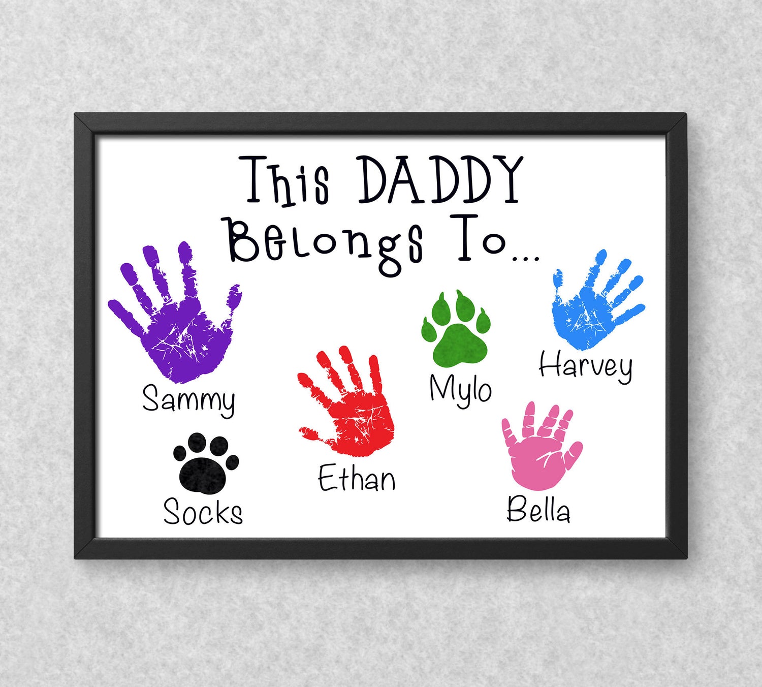 Personalised Handprints This Daddy Belongs To... Print - Birthday Present