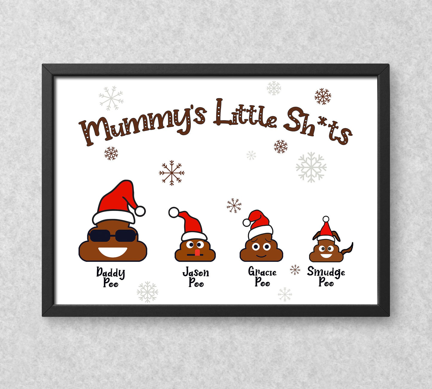 Personalised Grandad's Little Sh*ts Print - Funny Christmas Present for Grandad