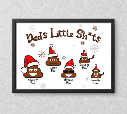 Personalised Grandad's Little Sh*ts Print - Funny Christmas Present for Grandad