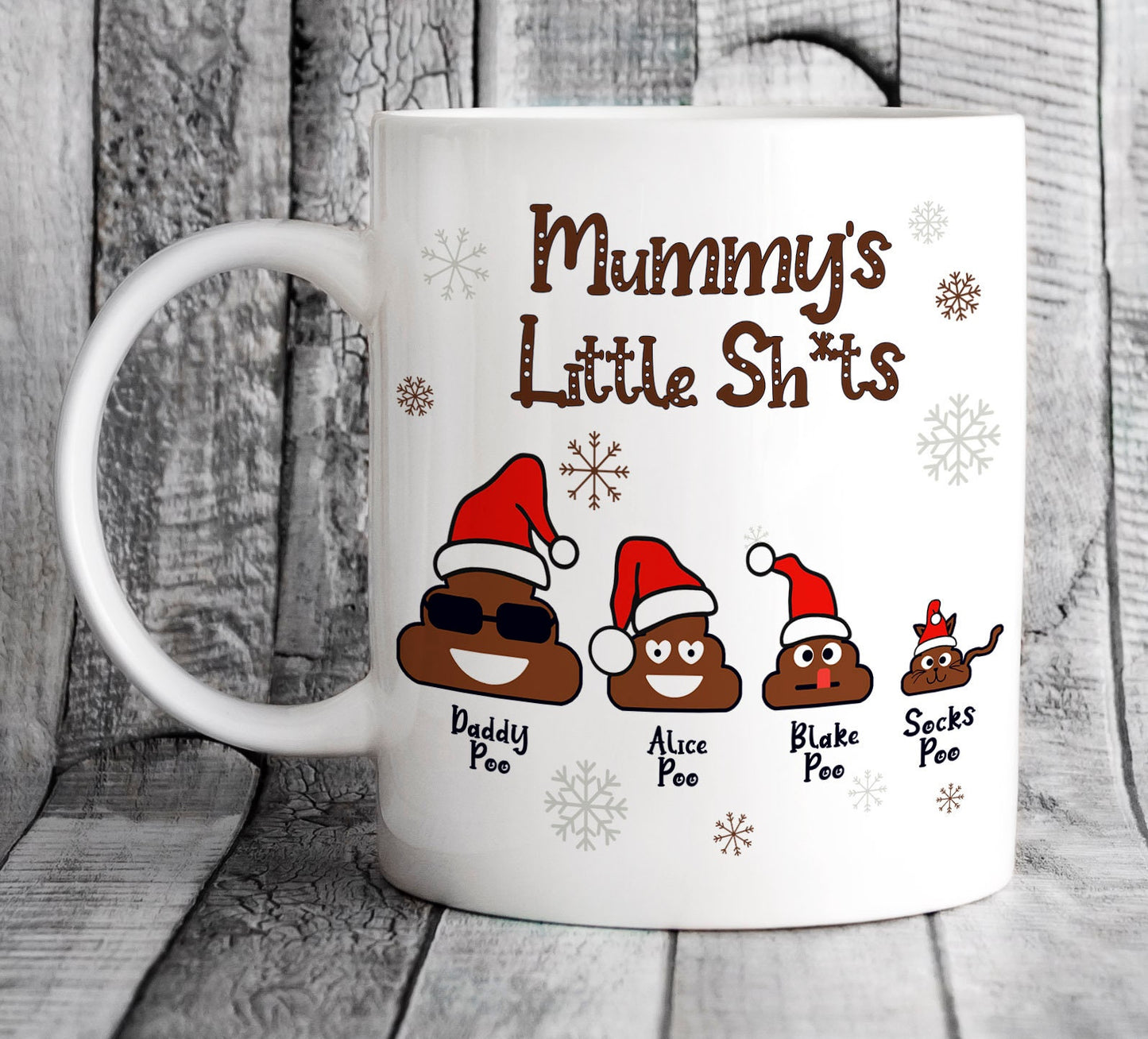 Personalised Grandad's Little Shits Mug - Funny Christmas Present for Grandpa