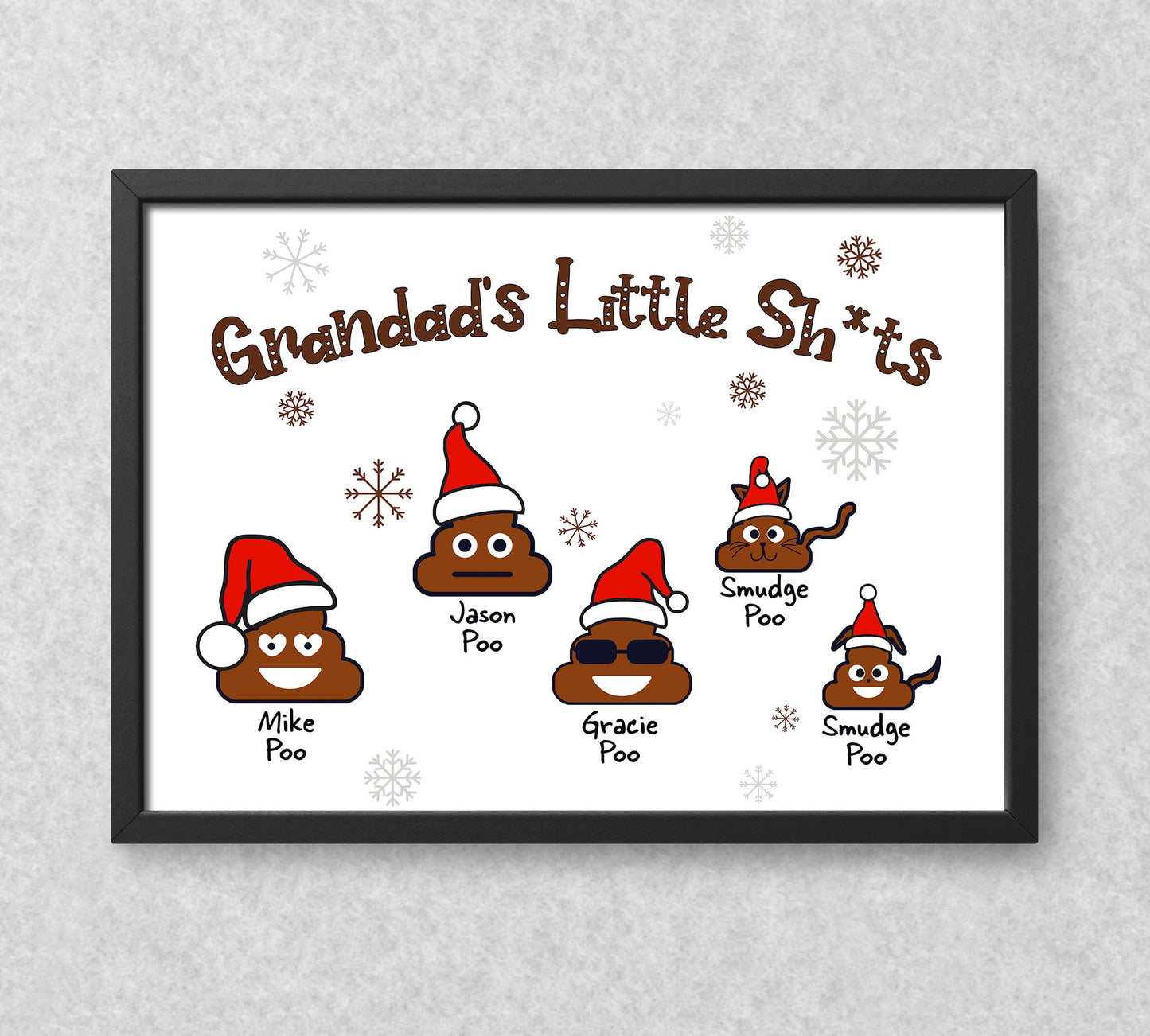 Personalised Grandad's Little Sh*ts Print - Funny Christmas Present for Grandad