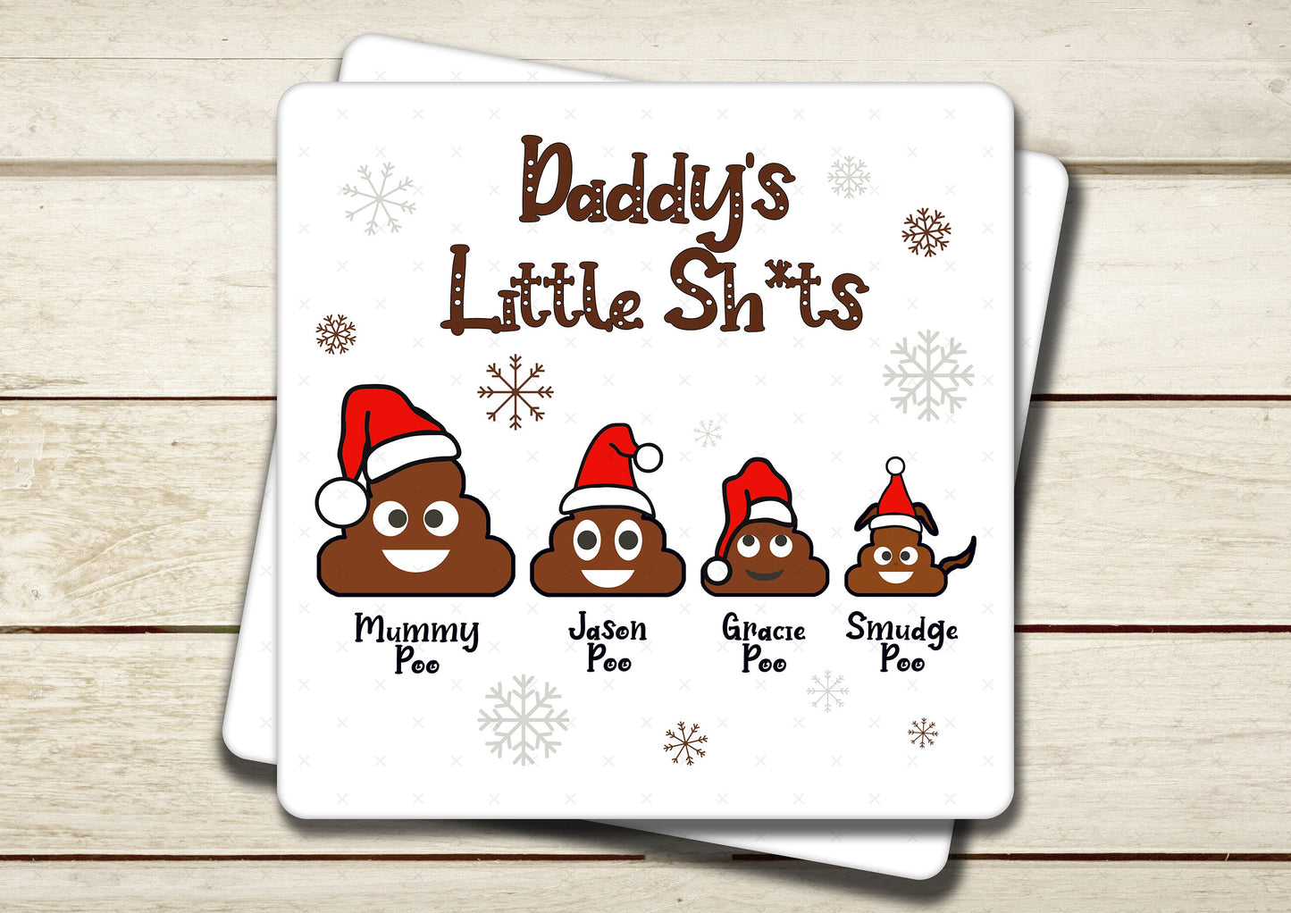 Personalised Daddy's Little Sh*ts Ceramic Coaster - Funny Christmas Present for Dad