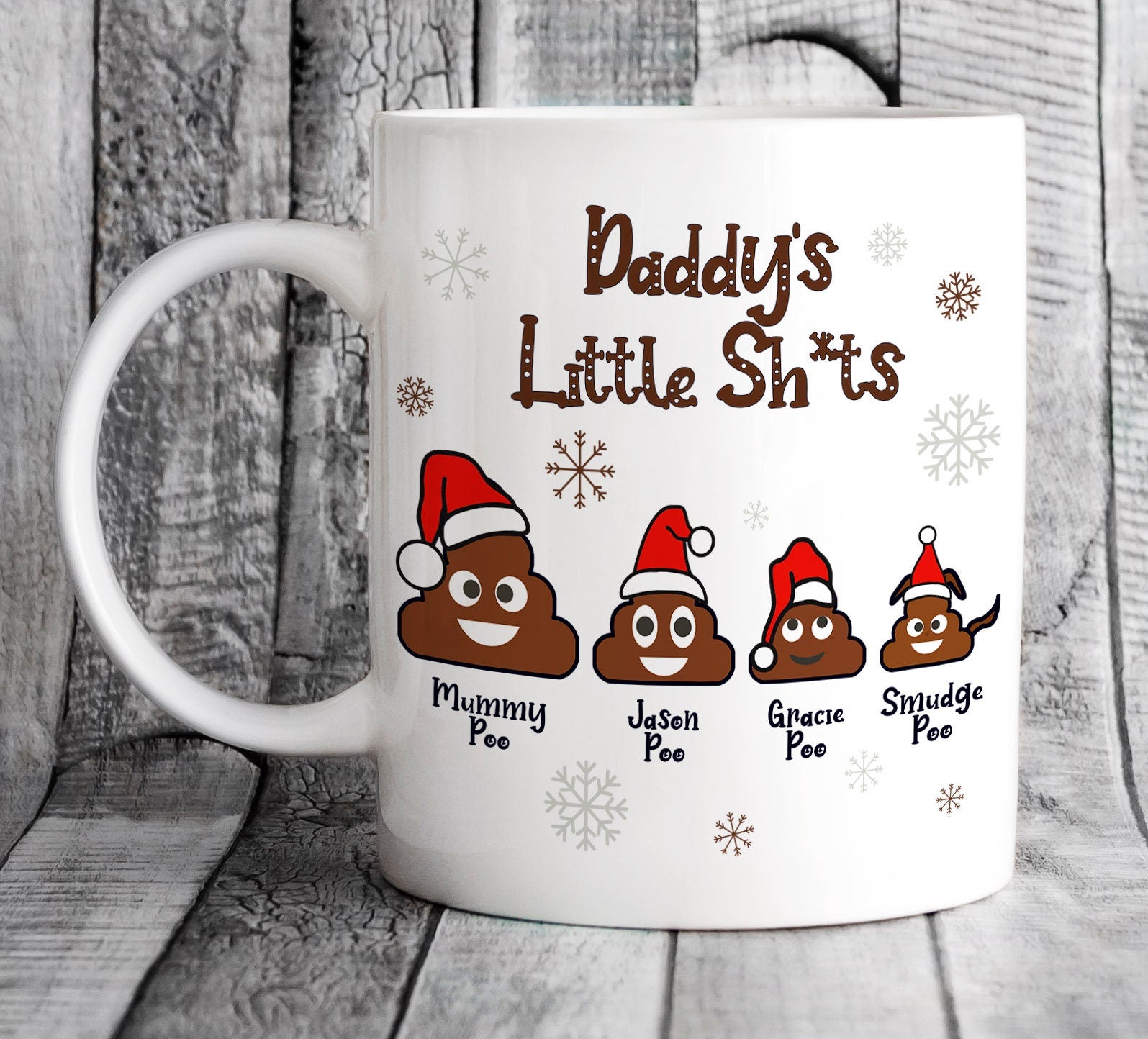 Personalised Daddy's Little Shits Mug - Funny Christmas Present for Dad