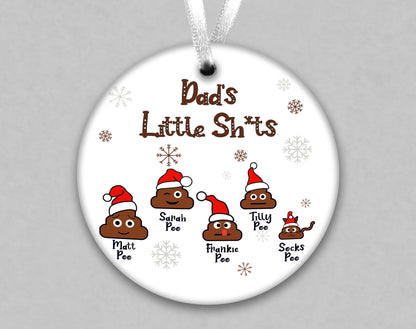 Personalised Mummy's Little Sh*ts Ceramic Christmas Tree Ornament - Christmas Present for Mum