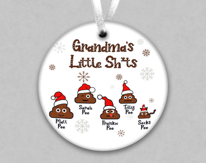 Personalised Mummy's Little Sh*ts Ceramic Christmas Tree Ornament - Christmas Present for Mum