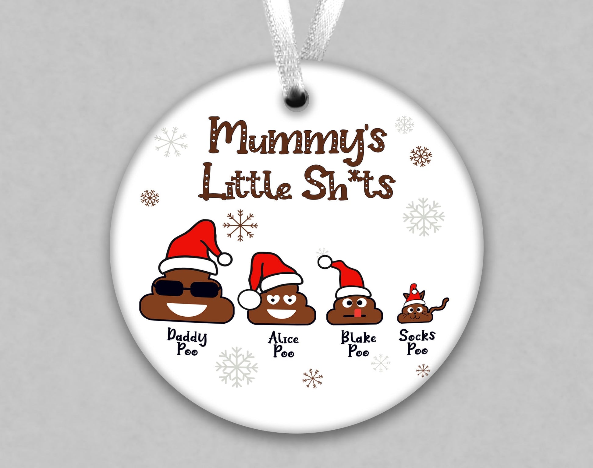 Personalised Mummy's Little Sh*ts Ceramic Christmas Tree Ornament - Christmas Present for Mum