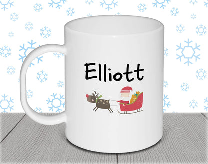 Personalised Kid's Name Christmas Polymer Mug with Santa - Stocking Filler Gift Gift