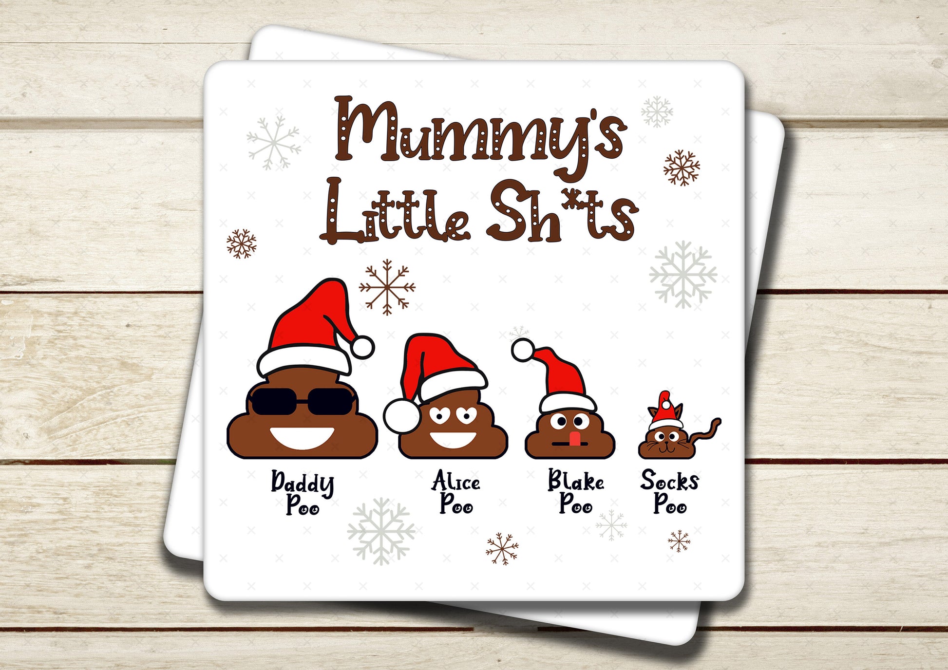 Personalised Daddy's Little Sh*ts Ceramic Coaster - Funny Christmas Present for Dad