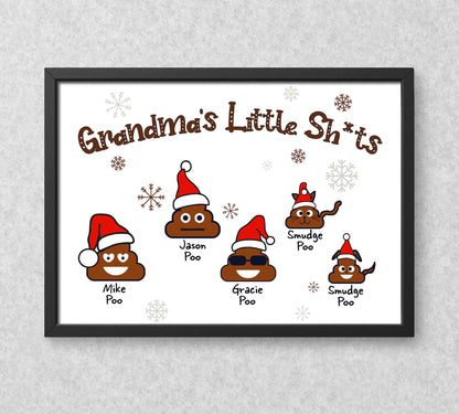 Personalised Grandad's Little Sh*ts Print - Funny Christmas Present for Grandad