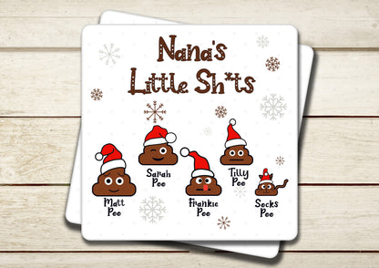 Personalised Daddy's Little Sh*ts Ceramic Coaster - Funny Christmas Present for Dad