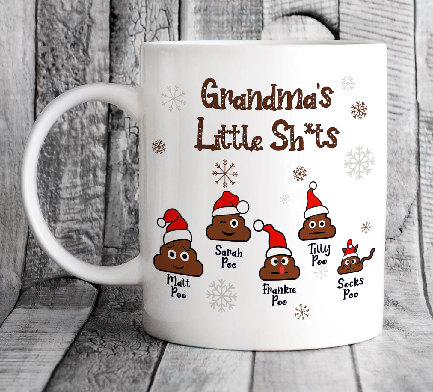 Personalised Grandad's Little Shits Mug - Funny Christmas Present for Grandpa