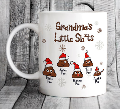 Personalised Grandad's Little Shits Mug - Funny Christmas Present for Grandpa